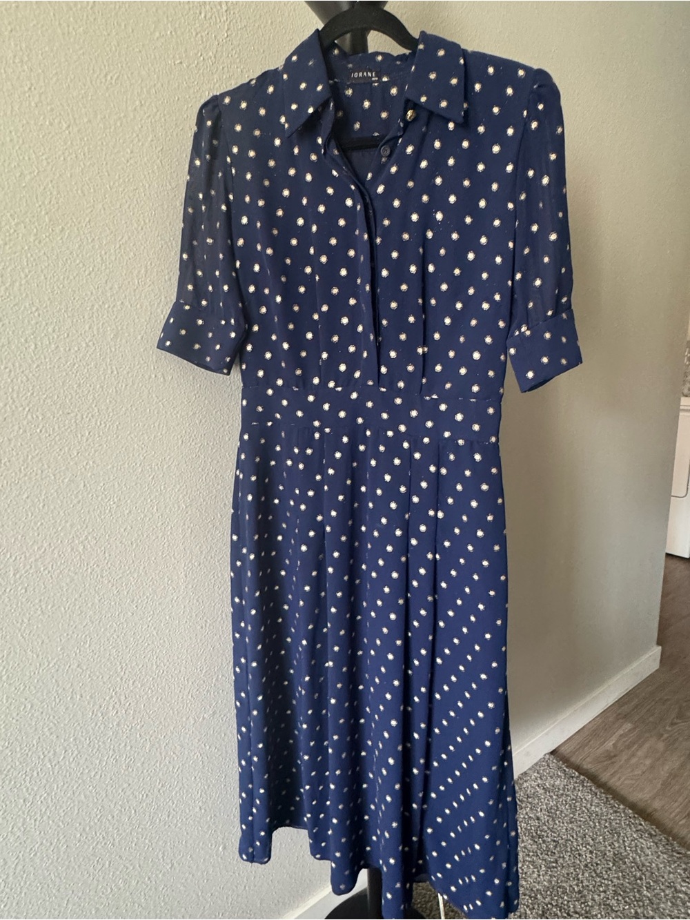 Torrid Navy Polka Dot Midi Shirt Dress